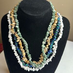 Crystal Chip Bead Stone Chocker Necklace Bundle